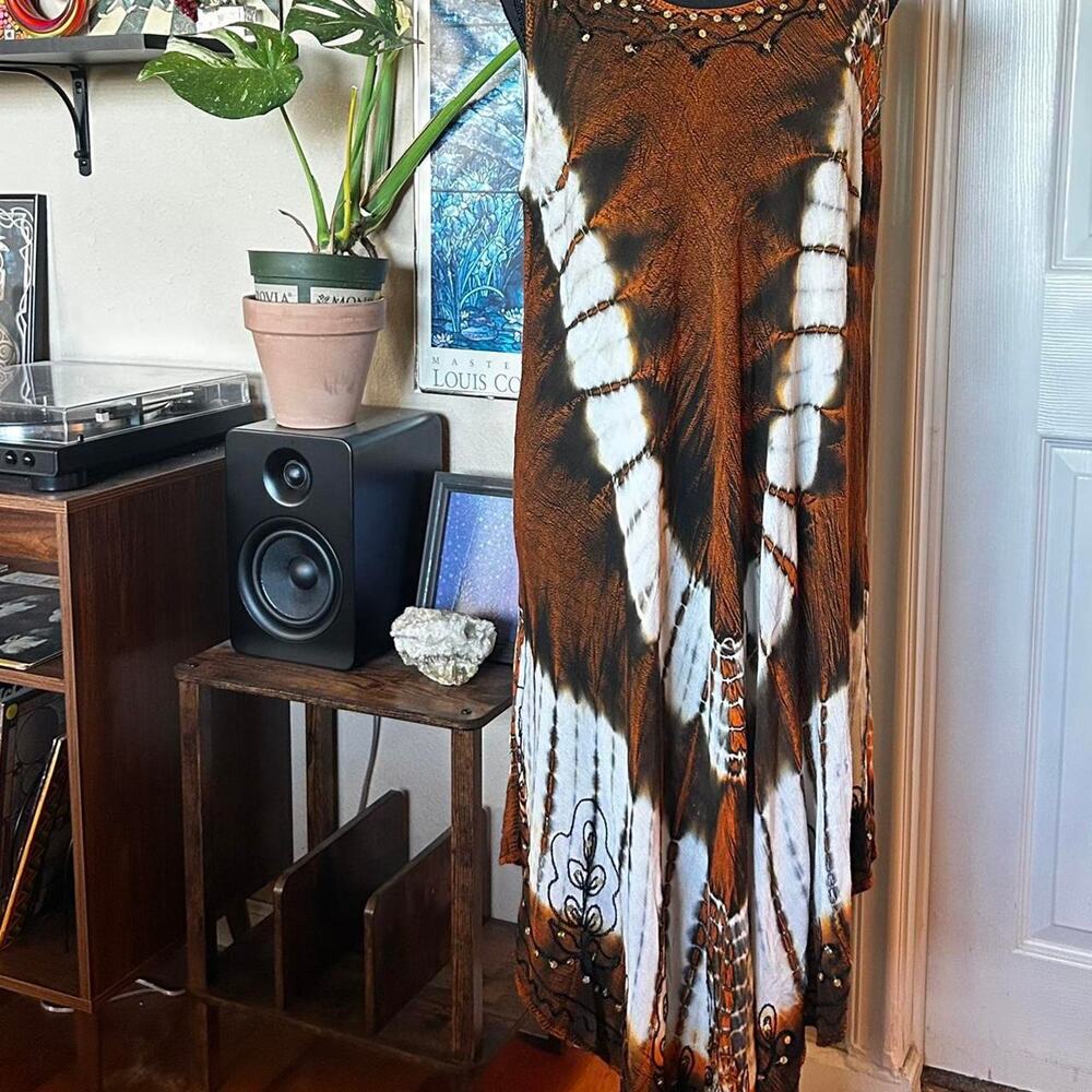 Boho orange and brown tie dye